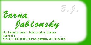 barna jablonsky business card
